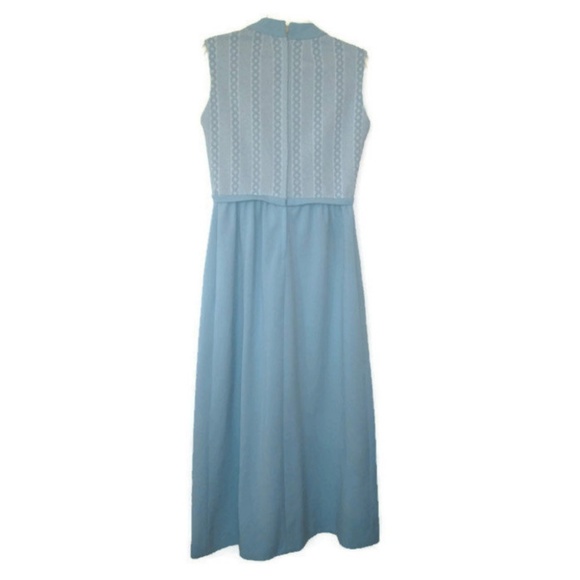 vintage mod slit maxi dress silver blue size large - Picture 5 of 5